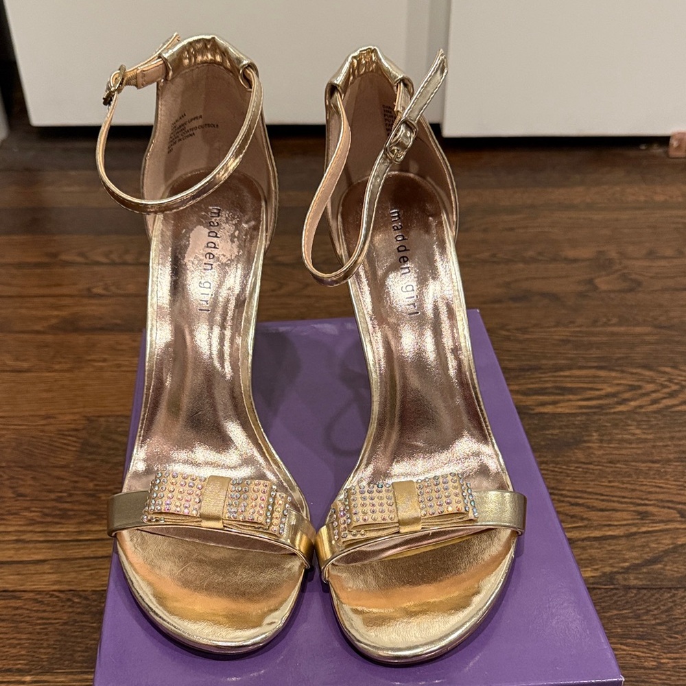 Madden Girl Gold Ankle Strap Heels